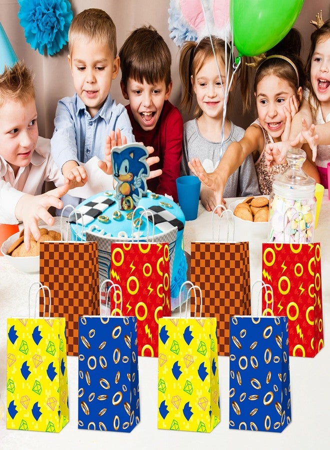 MinFyberd 12PCS Hedgehog Party Gift Bags Supplies 4 Assorted Styles Red and Blue Gold Paper Goodie Bags Video Game Treat Gift Bag with Handles for Birthday Party Baby Shower Decorations Candy Boys Girls - Image 5