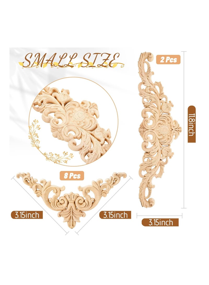 Captaintech Wood Appliques, SYOSI Decorative Wood Applique DIY Wood Appliques and Onlays for Bed Door Cabinet Wardrobe Furniture Decoration 10 Pieces - Image 2
