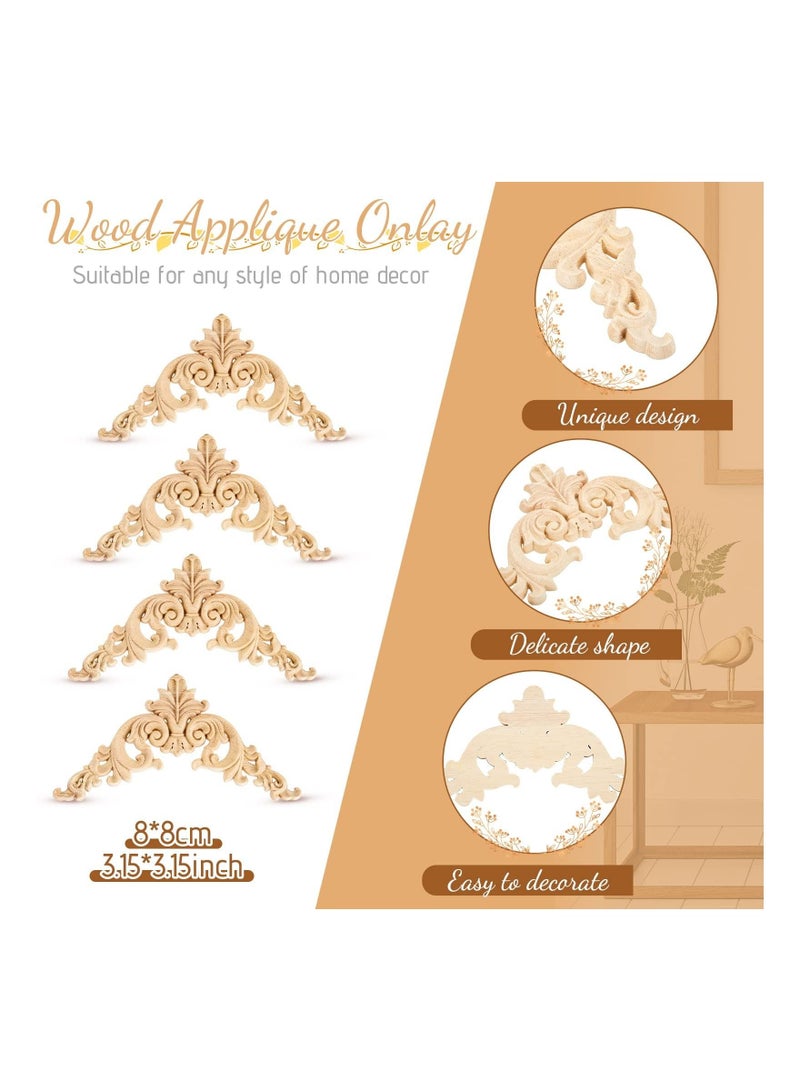 Captaintech Wood Appliques, SYOSI Decorative Wood Applique DIY Wood Appliques and Onlays for Bed Door Cabinet Wardrobe Furniture Decoration 10 Pieces - Image 4