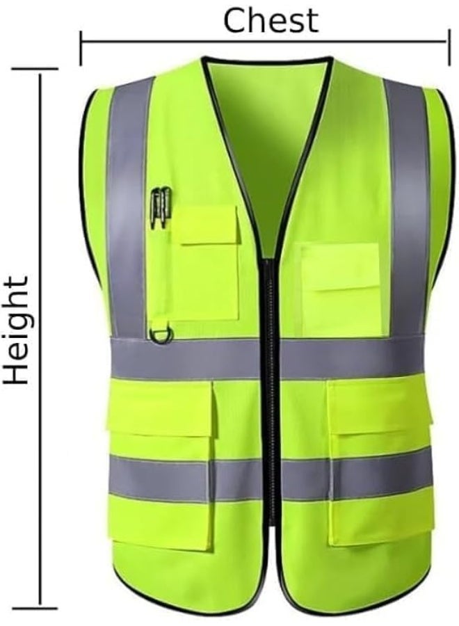 Royal Apex High Visibility 5 Pocket Safety Jacket Reflective Workwear With Zip, 3 Band Security, Mobile Phone Pocket, And Pen And Pencil Holder (Xl)  - Image 3