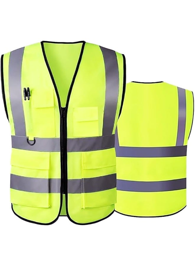 Royal Apex High Visibility 5 Pocket Safety Jacket Reflective Workwear With Zip, 3 Band Security, Mobile Phone Pocket, And Pen And Pencil Holder (Xl)  - Image 1