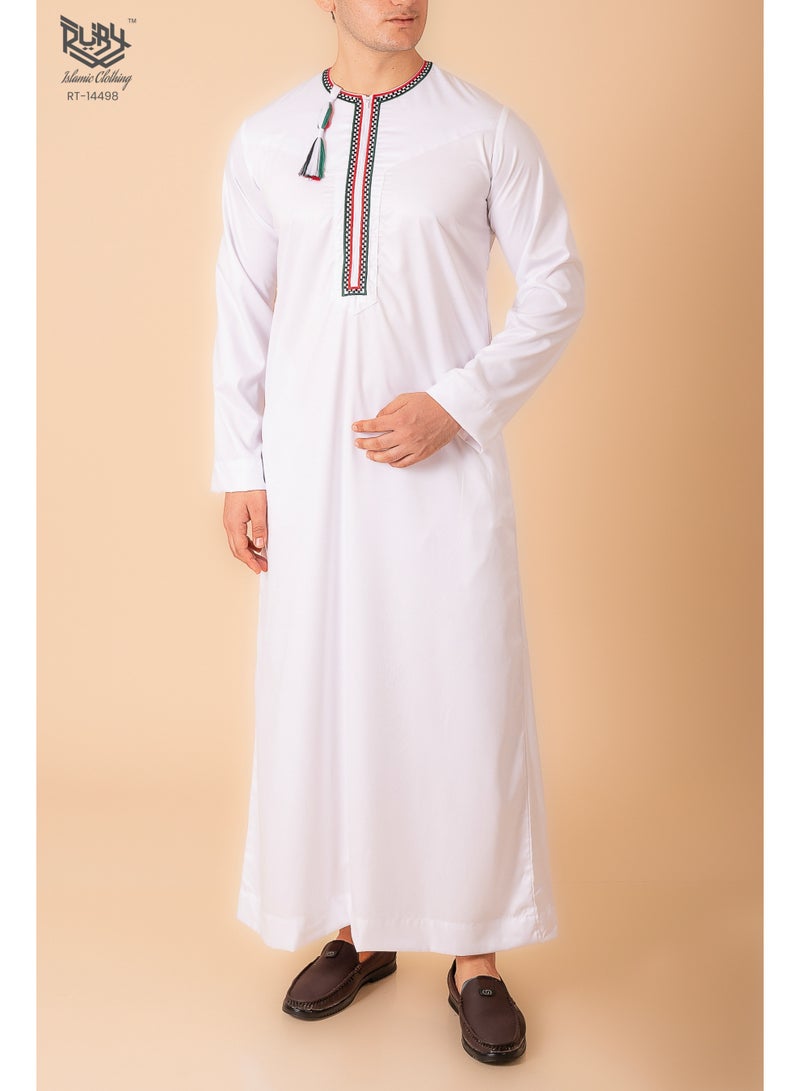 RUBY ISLAMIC CLOTHING Palestinian Omani/Emirati Dishdasha – Men's Omani/Emirati Style Thobe Kandura Classic - Full-Length Long Sleeve Islamic Jubbah - Image 2