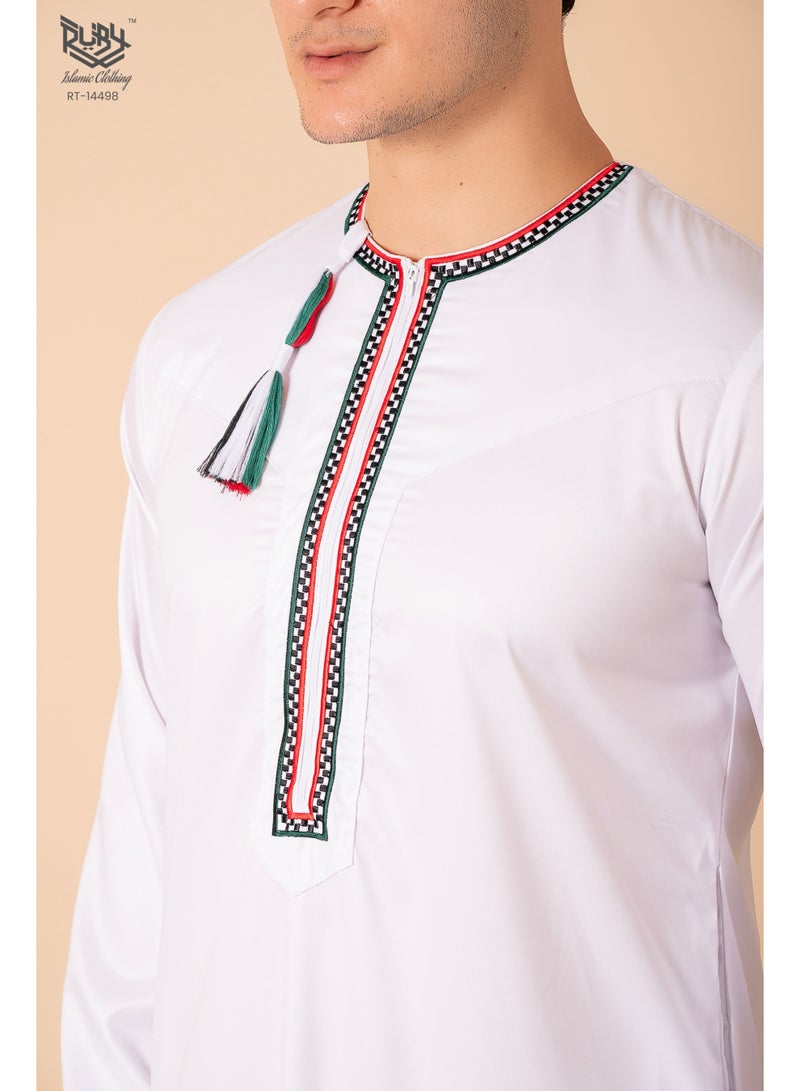 RUBY ISLAMIC CLOTHING Palestinian Omani/Emirati Dishdasha – Men's Omani/Emirati Style Thobe Kandura Classic - Full-Length Long Sleeve Islamic Jubbah - Image 3