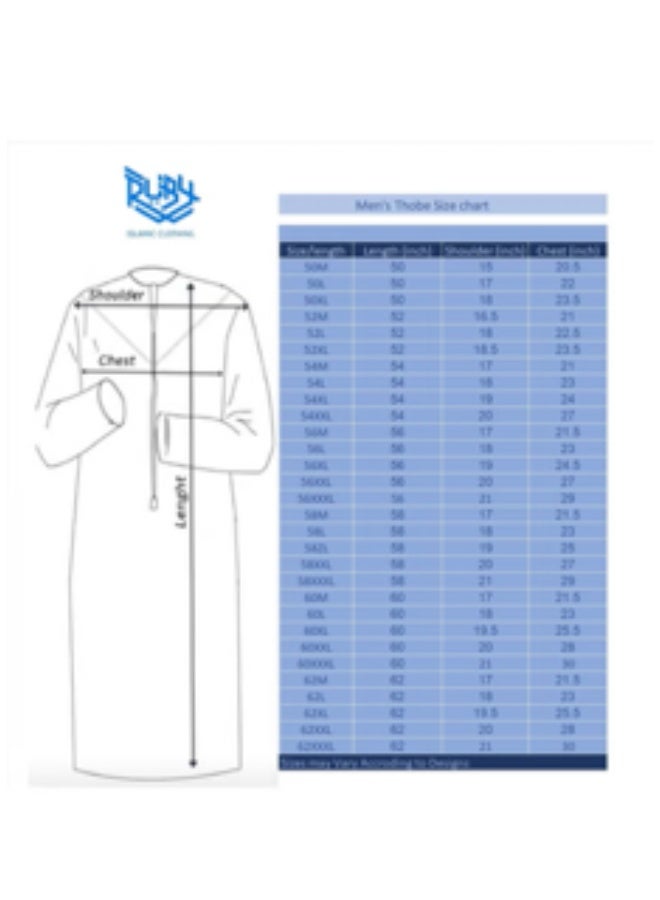 RUBY ISLAMIC CLOTHING Palestinian Omani/Emirati Dishdasha – Men's Omani/Emirati Style Thobe Kandura Classic - Full-Length Long Sleeve Islamic Jubbah - Image 5