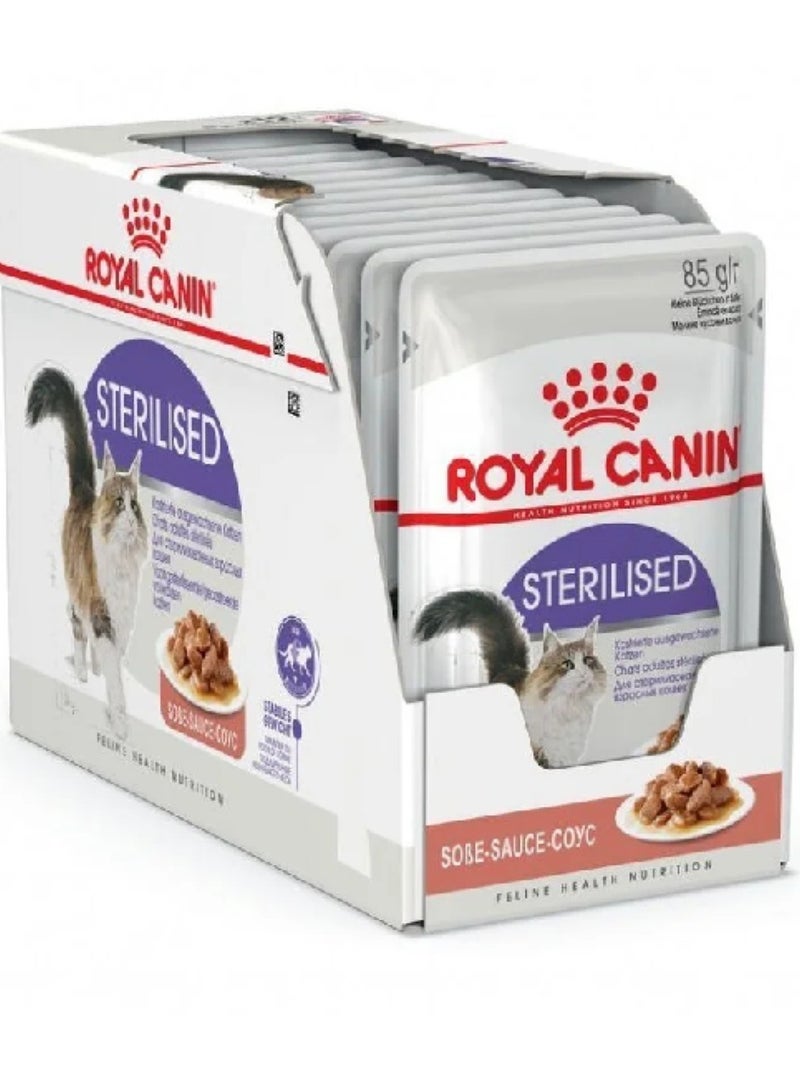 ROYAL CANIN STERILISED GRAVY WET CAT FOOD POUCHES 12X85G
