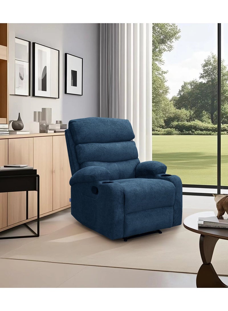 NZONE STORE Fixed recliner chair with footrest in blue - comfortable and luxurious design - Image 3