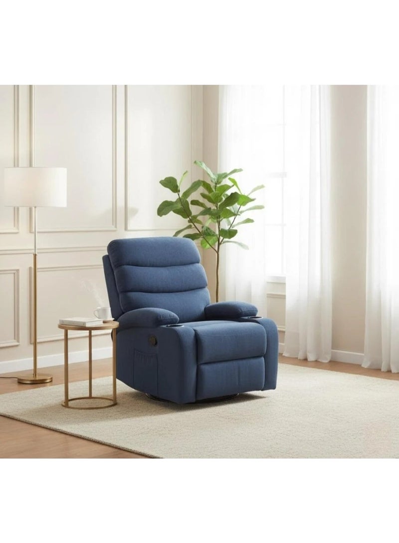 NZONE STORE Fixed recliner chair with footrest in blue - comfortable and luxurious design - Image 1