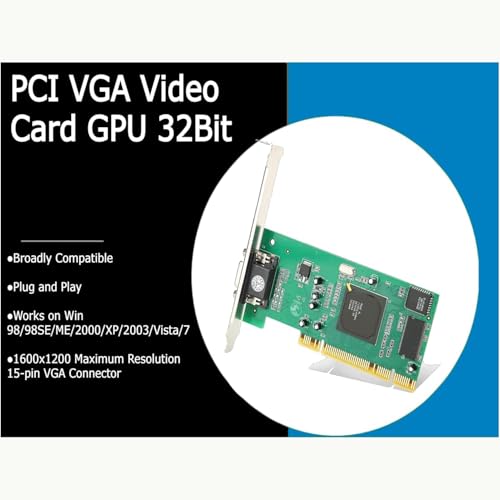 PremiumAV PCI VGA Graphics Card – Legacy Video Display Adapter with VGA Output for Desktop PC – High-Resolution PCI Interface for Dual Monitor Support & Basic Display Applications - Image 2