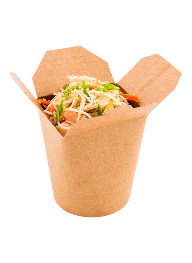 Restaurantware - Bio Tek 3.2 x 2.9 x 4 Inch Food Containers, 200 Durable Noodle Boxes - Disposable, Sustainable, Kraft Paper 16-Ounce Takeout Boxes, Round, For Takeouts And Delivery, Or Picnics - Image 1