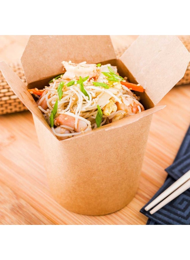 Restaurantware - Bio Tek 3.2 x 2.9 x 4 Inch Food Containers, 200 Durable Noodle Boxes - Disposable, Sustainable, Kraft Paper 16-Ounce Takeout Boxes, Round, For Takeouts And Delivery, Or Picnics - Image 1