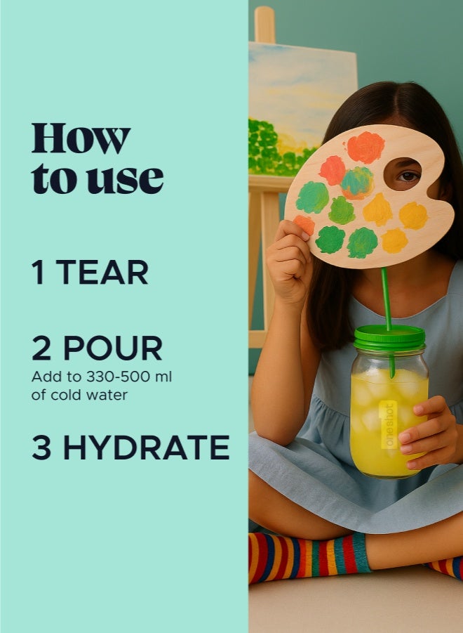 Oneshot Kids Daily Hydration, Sugar Free Electrolyte Powder Drink Mix with Vitamins and Zinc, No Aftertaste, Variety Flavors, 21 Sachets - Image 3