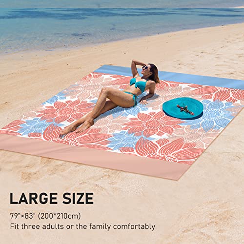 HIHOHO Beach Blanket Waterproof Sandproof Extra Large Beach Mat 79" X 83"/120"x108"for 1-8 Adults Quick Drying Durable Outdoor Picnic Mat for Beach Travel Camping Hiking - Image 5