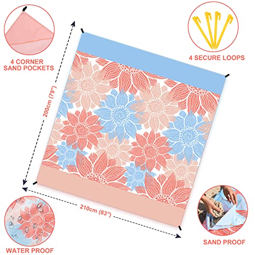 HIHOHO Beach Blanket Waterproof Sandproof Extra Large Beach Mat 79" X 83"/120"x108"for 1-8 Adults Quick Drying Durable Outdoor Picnic Mat for Beach Travel Camping Hiking - Image 2