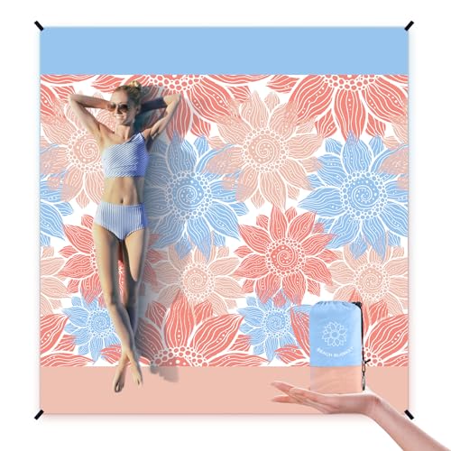 HIHOHO Beach Blanket Waterproof Sandproof Extra Large Beach Mat 79" X 83"/120"x108"for 1-8 Adults Quick Drying Durable Outdoor Picnic Mat for Beach Travel Camping Hiking - Image 1