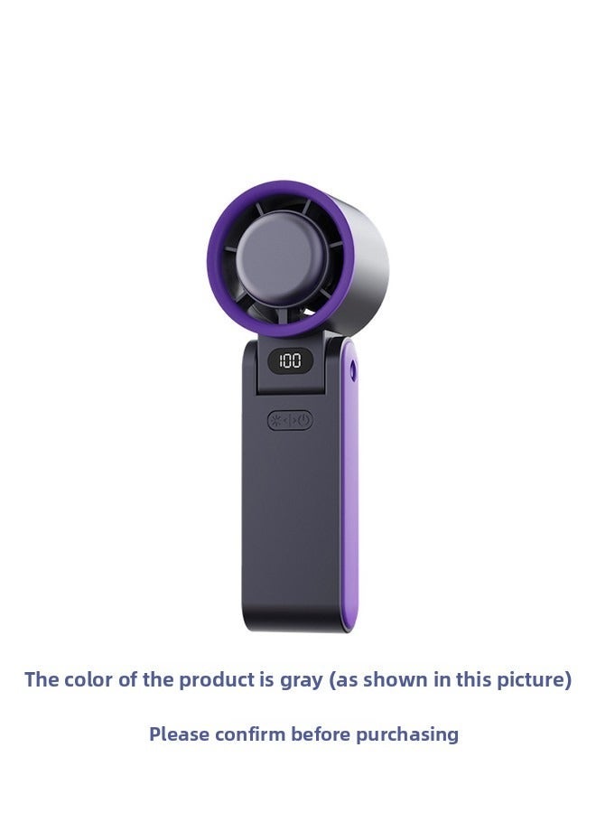 YHEU Portable Handheld Mini Fan, Cooling Handheld Fan, Folding Desktop Fan, Ice Fan, USB Charging 3600mAh, Best Ideal for Traveling and Outdoor Activities, Gray&Purple - Image 2