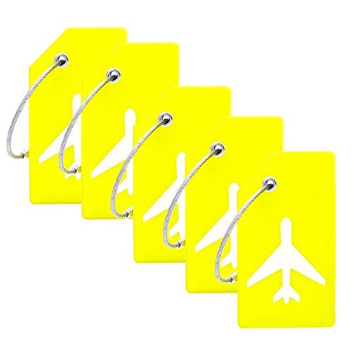 Ovener 5Pack Silicone Luggage Tag with Name ID Card Perfect to Quickly Spot Luggage Suitcase by Ovener (Yellow) - Image 1