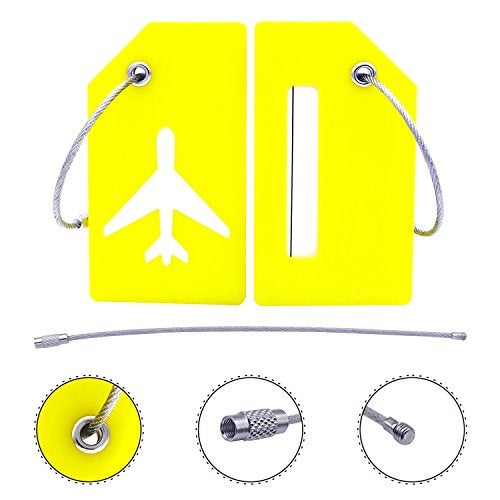 Ovener 5Pack Silicone Luggage Tag with Name ID Card Perfect to Quickly Spot Luggage Suitcase by Ovener (Yellow) - Image 2