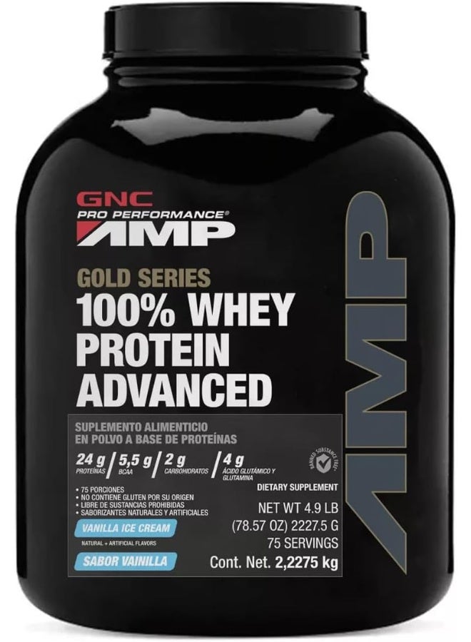 GNC GNC Pro Performance AMP Amplified Gold 100% Whey Protein Advanced. -VANILLA ICE CREAM - Image 1