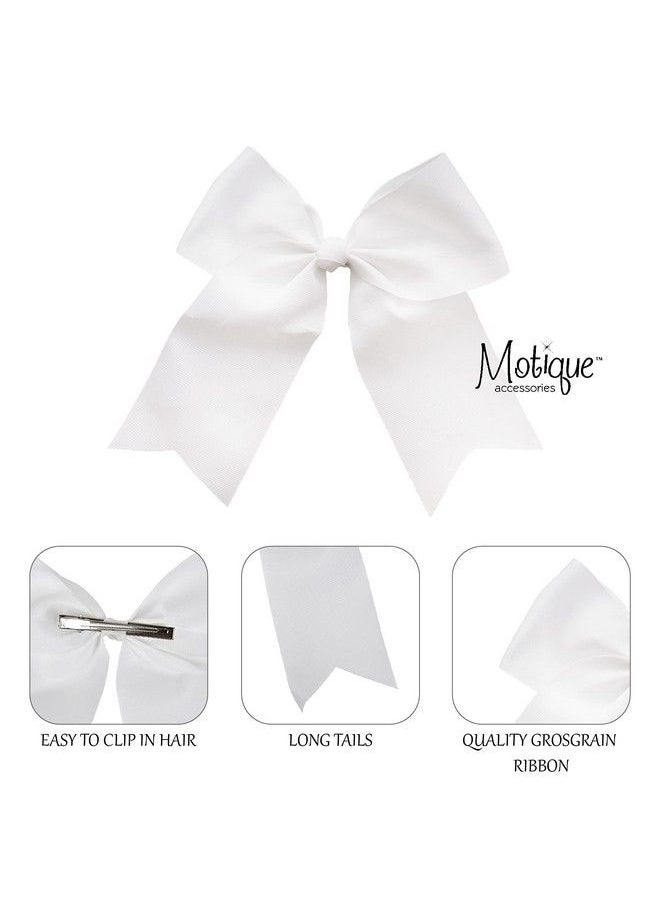 Motique Accessories White Jumbo Bow Clip With Tails  - Image 4