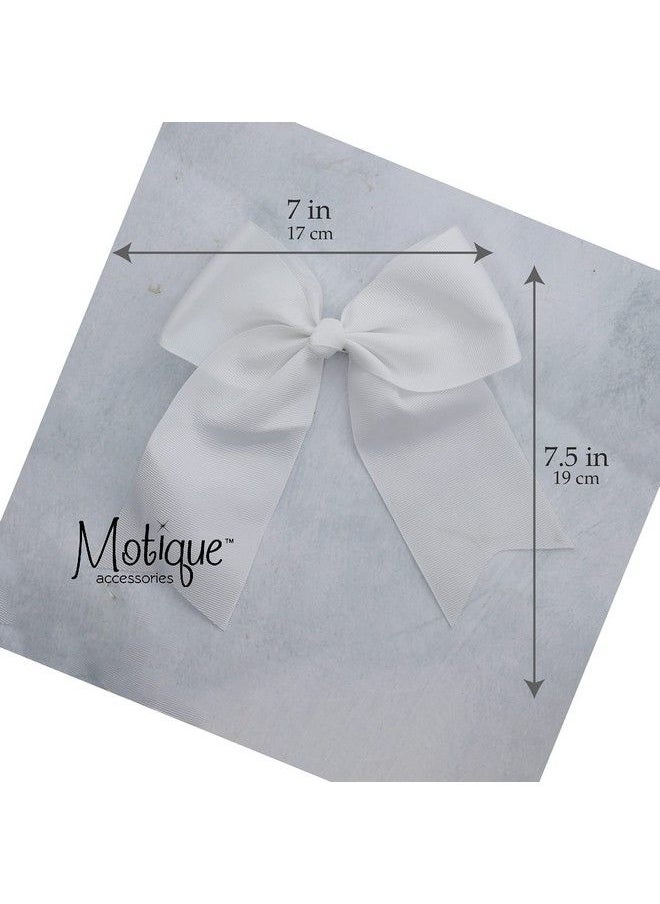 Motique Accessories White Jumbo Bow Clip With Tails  - Image 5