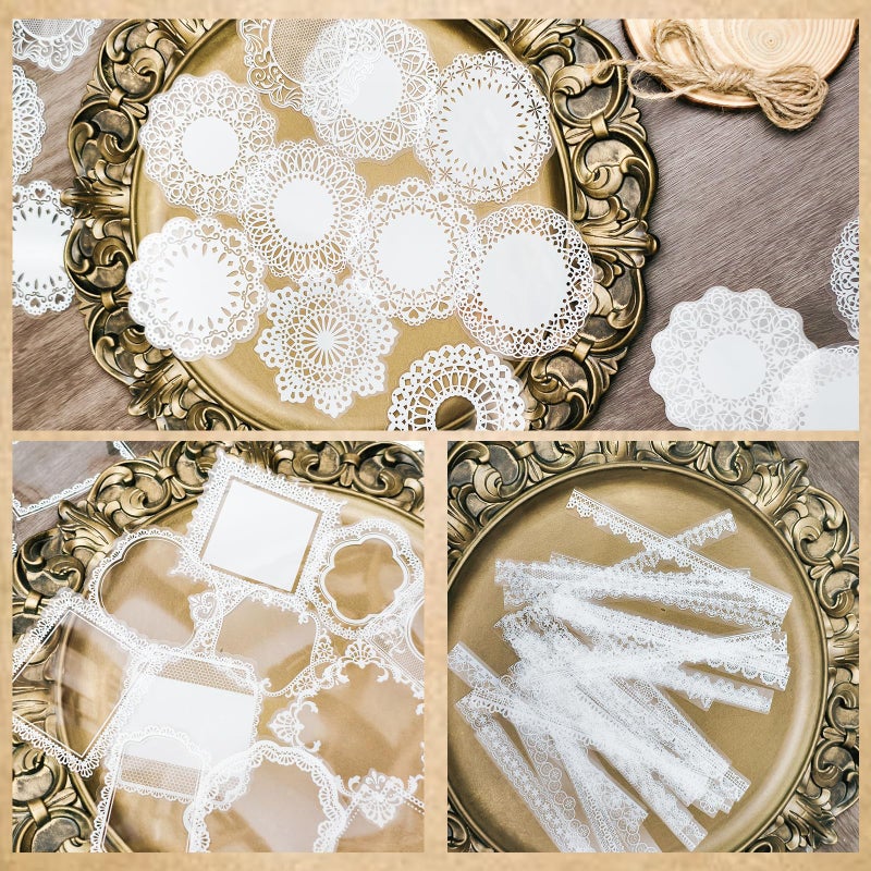 PRSTINCOL 120 PCs Lace Scrapbook Stickers,Waterproof Cutout Transparent Sticker PET Transparent Lace Stickers for Scrapbooking DIY Decoration Making Notebook Frame Album Handmade - Image 5