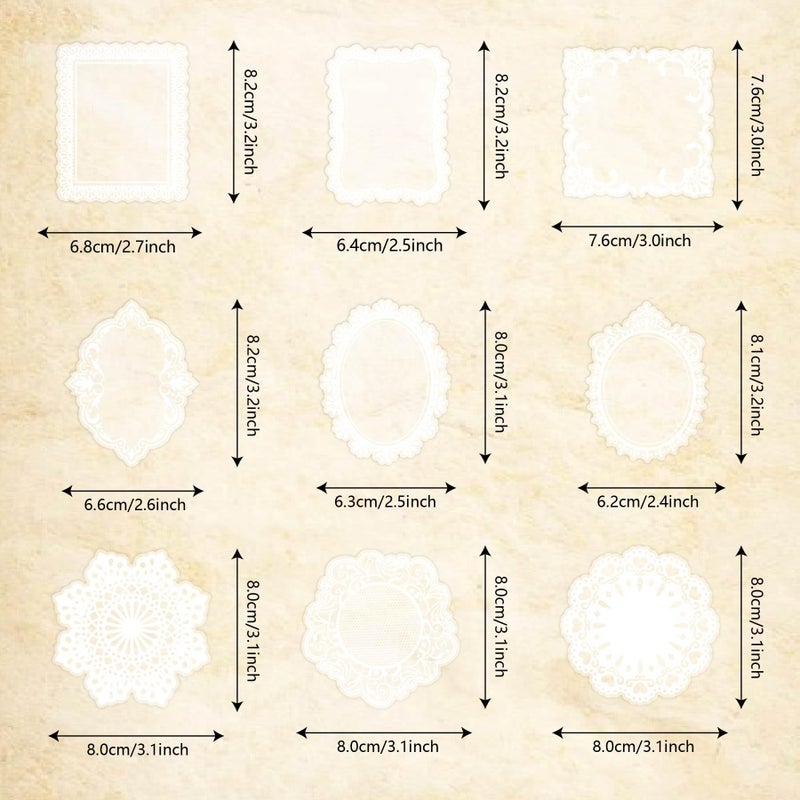 PRSTINCOL 120 PCs Lace Scrapbook Stickers,Waterproof Cutout Transparent Sticker PET Transparent Lace Stickers for Scrapbooking DIY Decoration Making Notebook Frame Album Handmade - Image 3