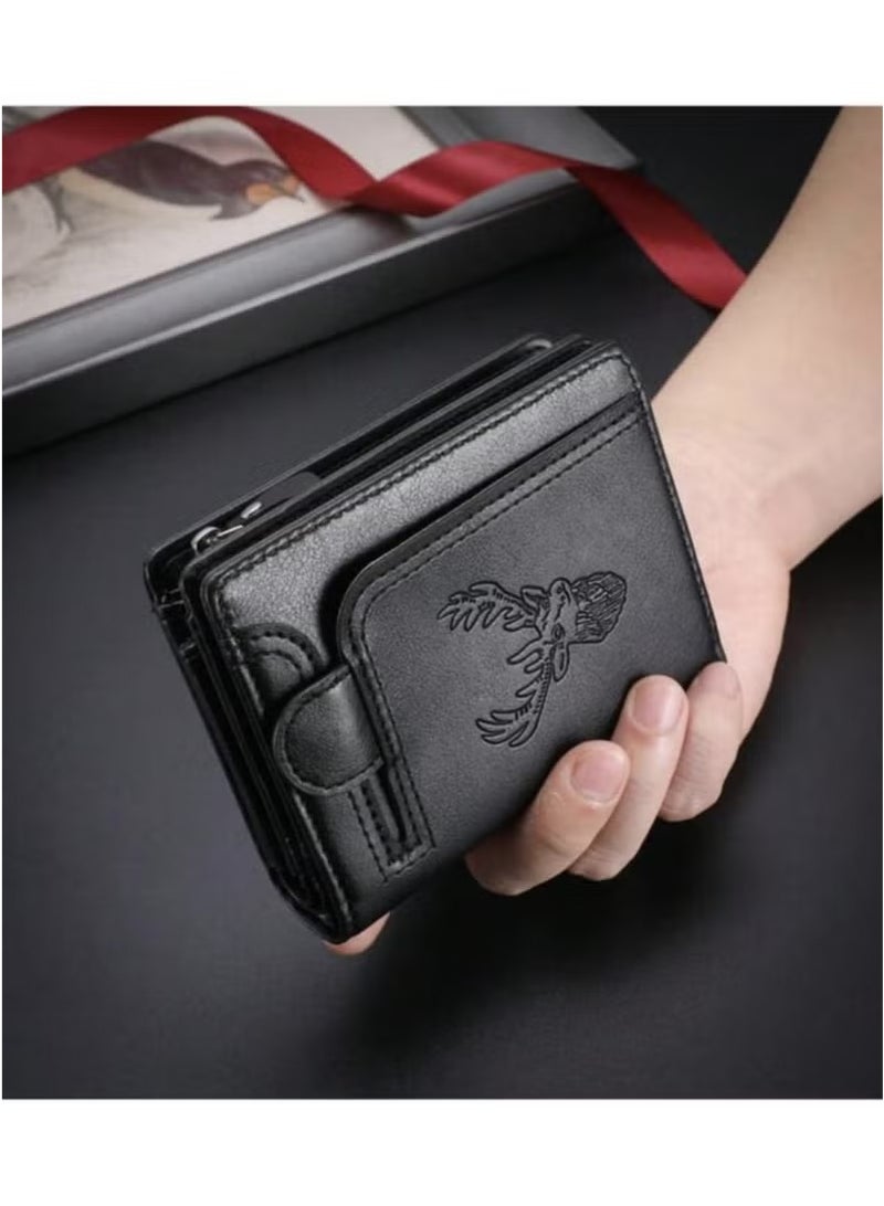 Generic New Vintage Style Men Wallet, Deer Head Design, Multifunctional Zipper Wallet, Multiple Card Slots, Multi-function Card Holder for Youth Students, Great Gift for Men  - Image 5