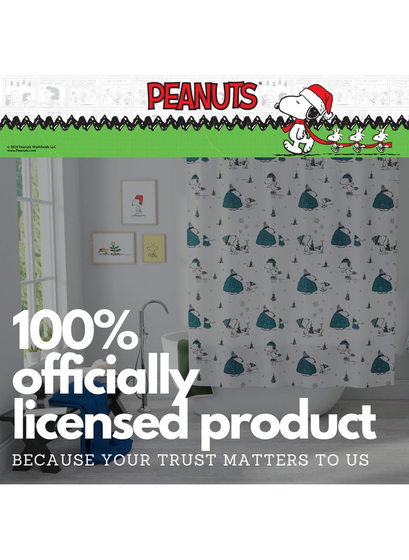 Franco Franco Peanuts Snoopy Puffer Coat Holiday Christmas Bath Microfiber Shower Curtain  72x72  (Officially Licensed Product)  - Image 4