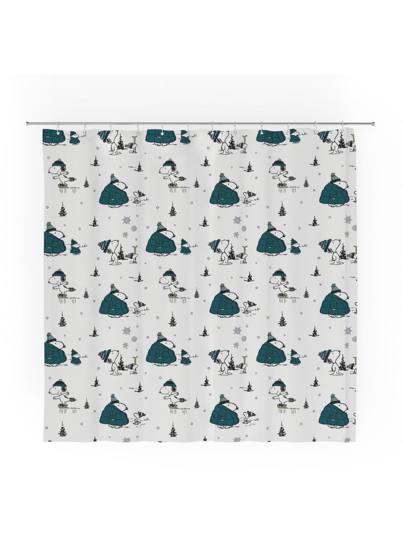 Franco Franco Peanuts Snoopy Puffer Coat Holiday Christmas Bath Microfiber Shower Curtain  72x72  (Officially Licensed Product)  - Image 1