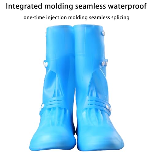 YUISI Silicone Reusable Waterproof Shoe Cover for Rain, 13.39 Inch Foldable Tall Boot Design Rain Cover for Shoes (Blue, 9UK) - Image 4