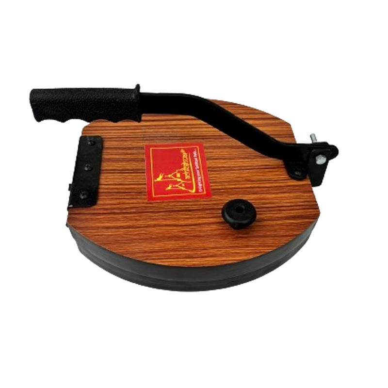 Achleshwar Wooden Manual Heavy Round Wooden Board PapadPurikhakhra Press Maker Plywood Machine with Iron Handle Roti Maker Press Machine with Handle for Kitchen Home 13Inch - Image 5