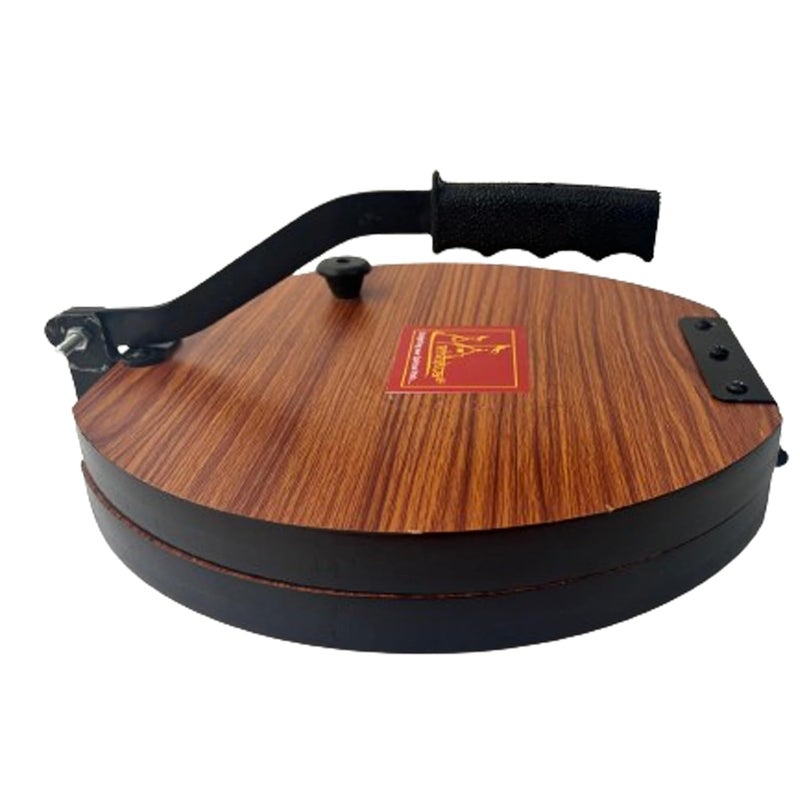 Achleshwar Wooden Manual Heavy Round Wooden Board PapadPurikhakhra Press Maker Plywood Machine with Iron Handle Roti Maker Press Machine with Handle for Kitchen Home 13Inch - Image 4
