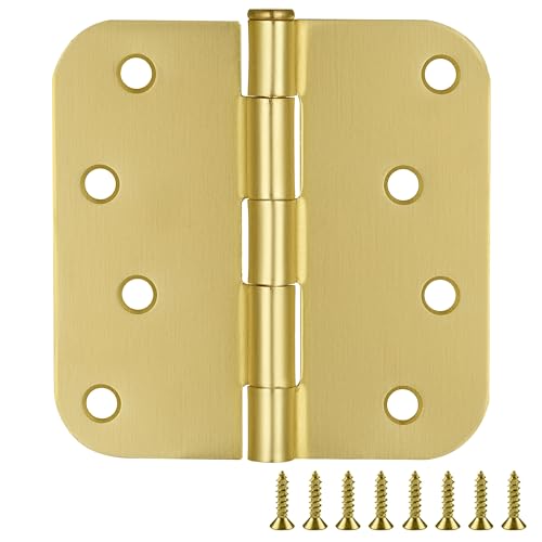 Design House Door Hinges for Interior Doors 3-Pack 4-inch x 4-inch, Design House 5/8-inch Radius Steel Door Hinge Door Hardware, Satin Brass, 181578 - Image 1