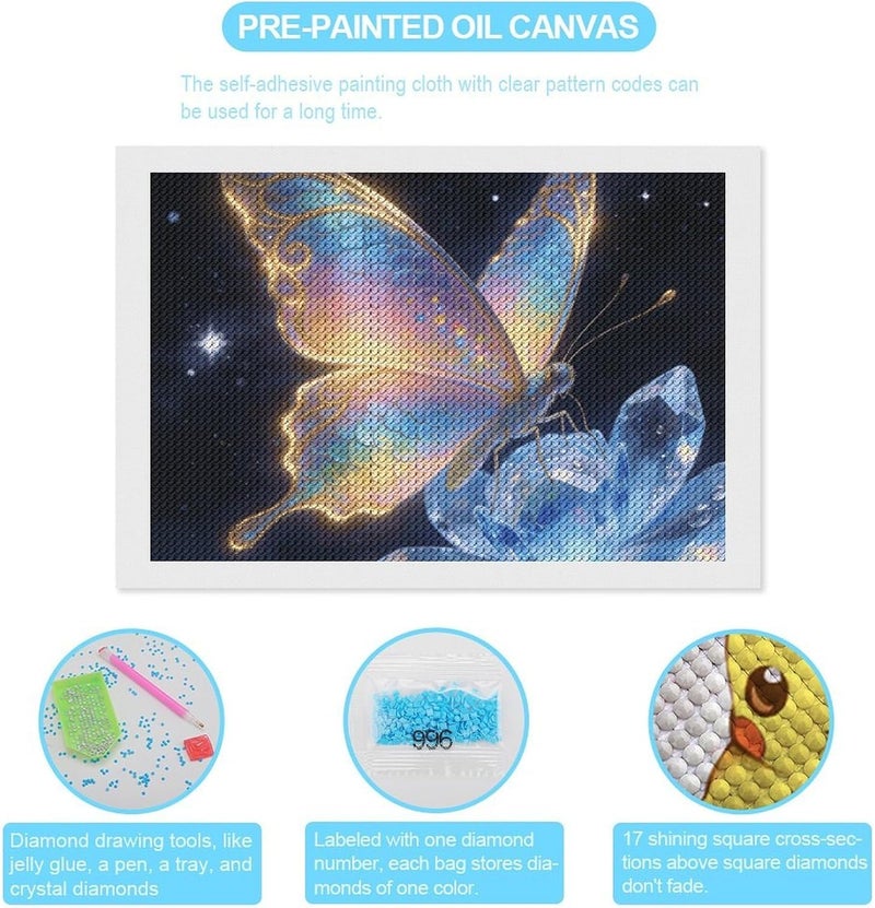 5D Diamond Art Kits for Adults Beginners Rainbow Butterfl DIY Diamond Painting Kit Full Drill Diamond Dots Paintings Crystal Gem Art Crafts for Home Wall Decor Gifts 8"x12" - Image 3
