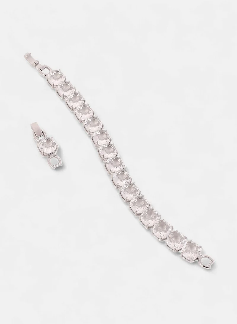 SOHI Crystal-Square Tennis Artificial Bracelet Jewellery