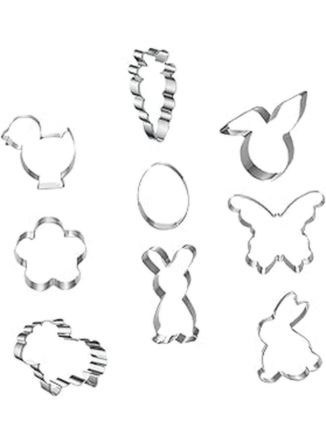 Stainless Steel Easter Cookie Cutters Set 9pcs Baking Molds For Holiday Treats - Image 1