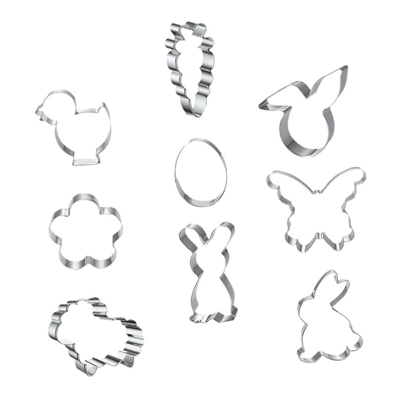 Stainless Steel Easter Cookie Cutters Set 9pcs Baking Molds For Holiday Treats - Image 2