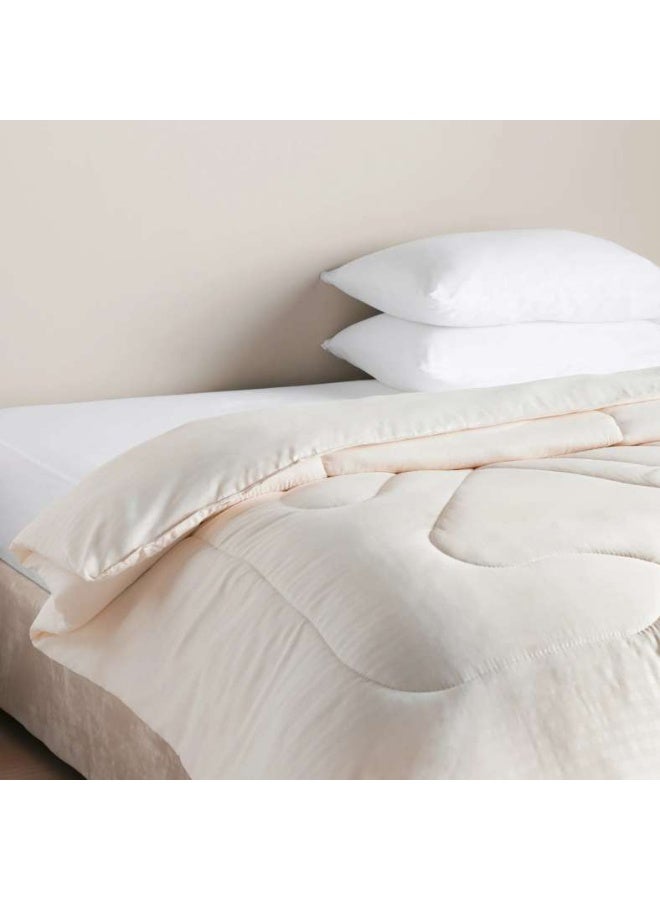 Pan Home Stria Microfiber Satin Stripe Comforter 220x240cm - Beige - Image 1