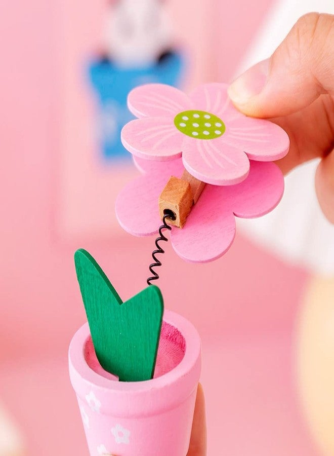 Teensery 6 Pcs Wooden Photo Holder Flower Potted Table Name Number Holder Place Card Holder Picture Memo Note Clip Holder for Home Wedding Birthday Party Decorations - Image 4