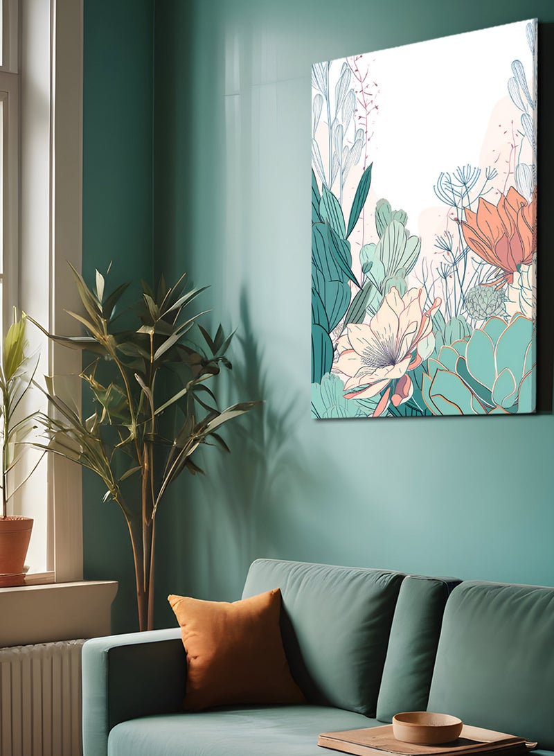 لوحة كانفاس على إطار خشبي بتصميم حديقة الزهور - Image 1