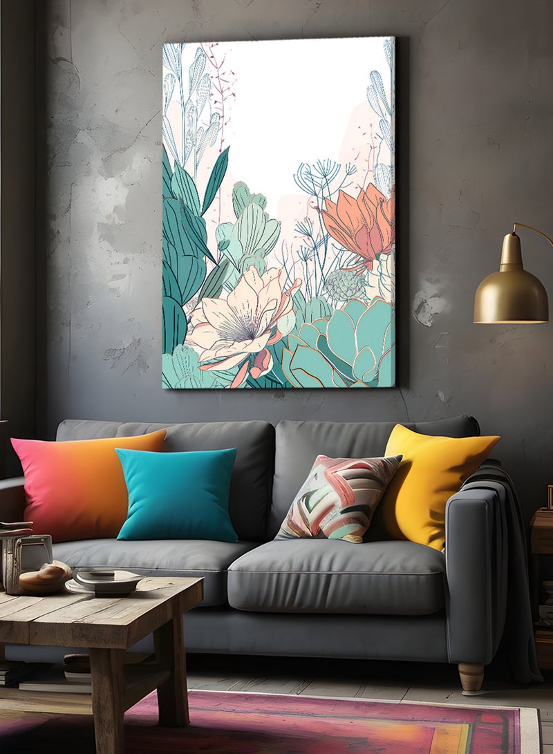 لوحة كانفاس على إطار خشبي بتصميم حديقة الزهور - Image 2