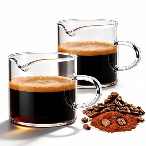Gulex Espresso Cups, Shot Glass Coffee Espresso Cups with Pour Spout, 4 oz, Clear, Set of 2 (Set of 2) - Image 1