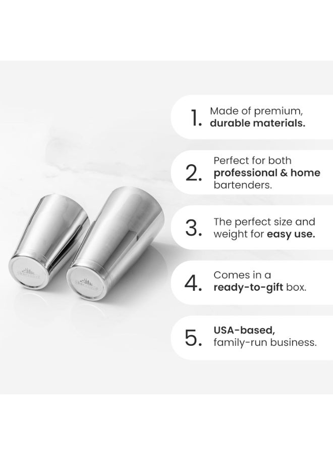A Bar Above Professional Boston Shakers Set 18 oz Weighted Stainless Steel Cocktail Shaker Set for Bartenders, Premium 304 Steel Bar Shaker, Essential Bartending Tools for Mixing Drinks - Image 2