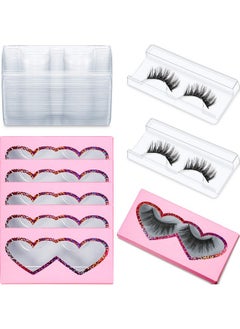 Maitys Maitys 60 Pieces Empty Eyelashes Packaging Box and Tray 30 Pieces Empty Eyelash Boxes Pink Lash Packaging Case with 30 Pieces Empty Eyelash Tray False Eyelashes Storage Container  - Image 1