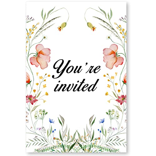 Soiceu Cute Wildflower 1st Birthday Party Invitations with Envelopes Set of 20 Boho Wildflower 1 Year Old First Birthday Party Invites for Girls - Image 2