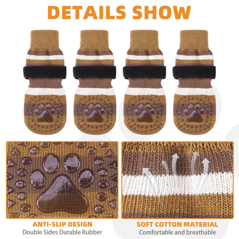 KOOLTAIL Anti Slip Dog Socks to Prevent Licking Paws and Slipping, Extra-Thick Grip Pet Boots & Paw Protectors, Winter Warm Puppy Shoes Booties for Hardwood Floors Small Medium Large Senior Dogs, M - Image 3