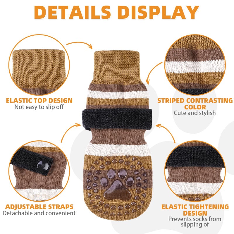 KOOLTAIL Anti Slip Dog Socks to Prevent Licking Paws and Slipping, Extra-Thick Grip Pet Boots & Paw Protectors, Winter Warm Puppy Shoes Booties for Hardwood Floors Small Medium Large Senior Dogs, M - Image 2
