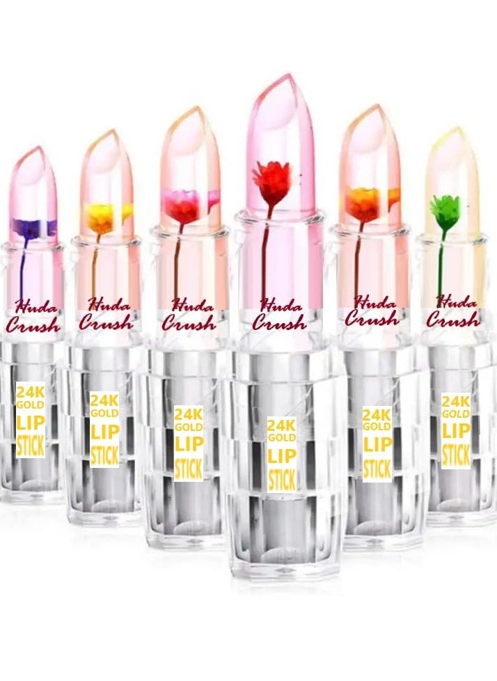 HUDACRUSH - Huda Crush Beauty Waterproof Crystal Clear Beautiful Jelly Flower Lipstick Long Lasting Lip Balm Lips Moisturizer  Temperature Color Change Lip Gloss Flower Infused Lipstick 6 - Image 1