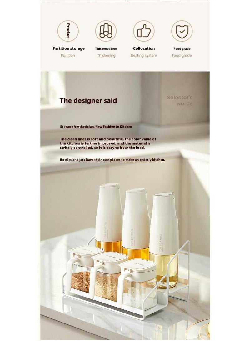 Bluejw طقم زجاجي من 7 قطع لزيوت التوابل مع رف معدني لتنظيم التخزين للمطبخ - Image 3