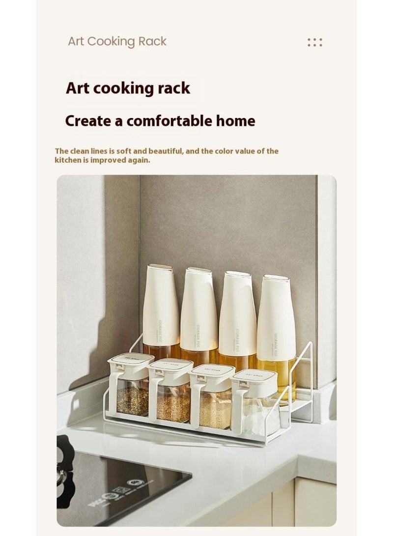 Bluejw طقم زجاجي من 7 قطع لزيوت التوابل مع رف معدني لتنظيم التخزين للمطبخ - Image 4